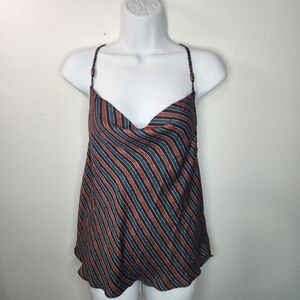 Free People Striped Cowl Neck Racerback Top